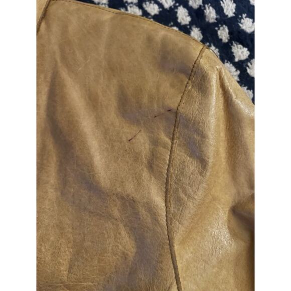 VTG Caslon Tan Brown Leather Snap Collared Jacket M - Picture 3 of 8